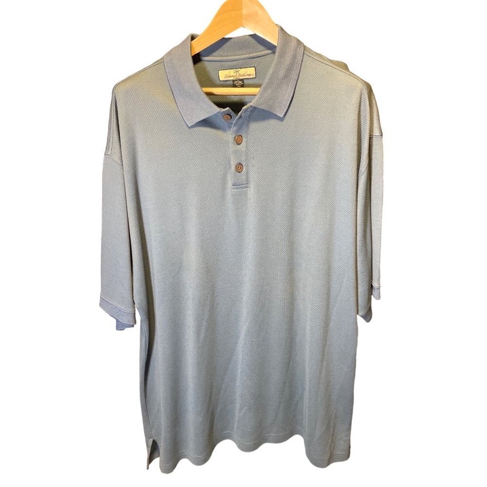Tommy Bahama Blue Collared Short Sleeved Silk Blend Golf Shirt Sz XL